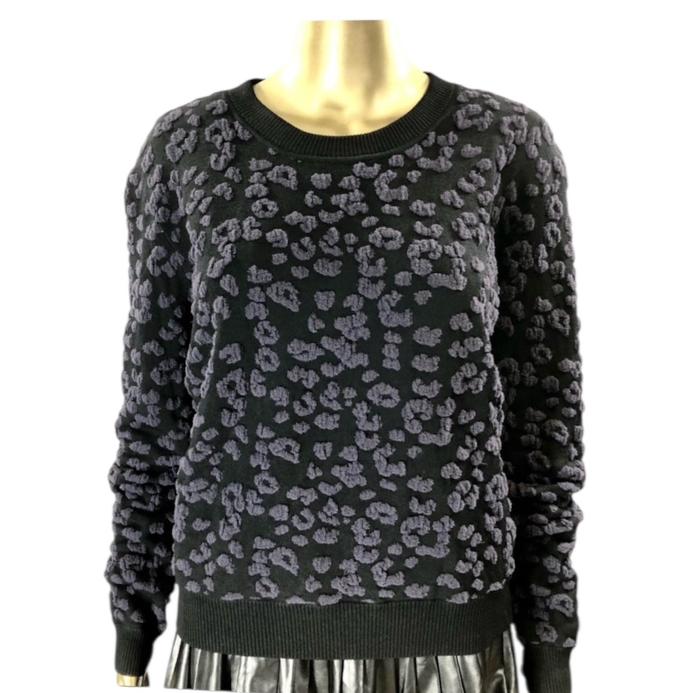 Rebecca Taylor Leopard Print Sweater Large Nylon Blend Pullover Chic